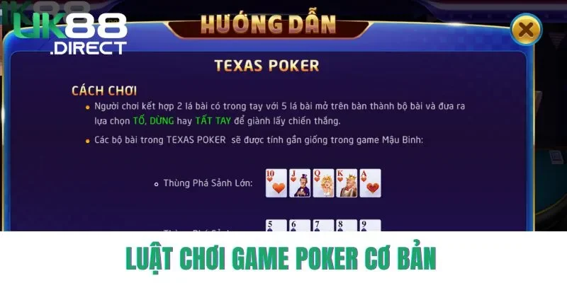 Luật chơi game Poker dễ chơi, dễ hiểu