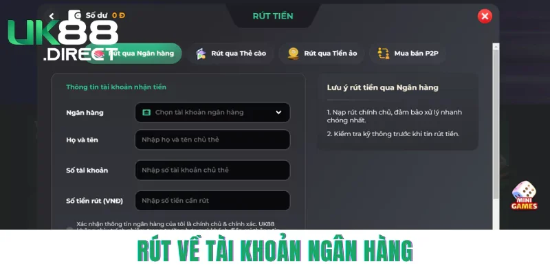 Rút về tài khoản ngân hàng